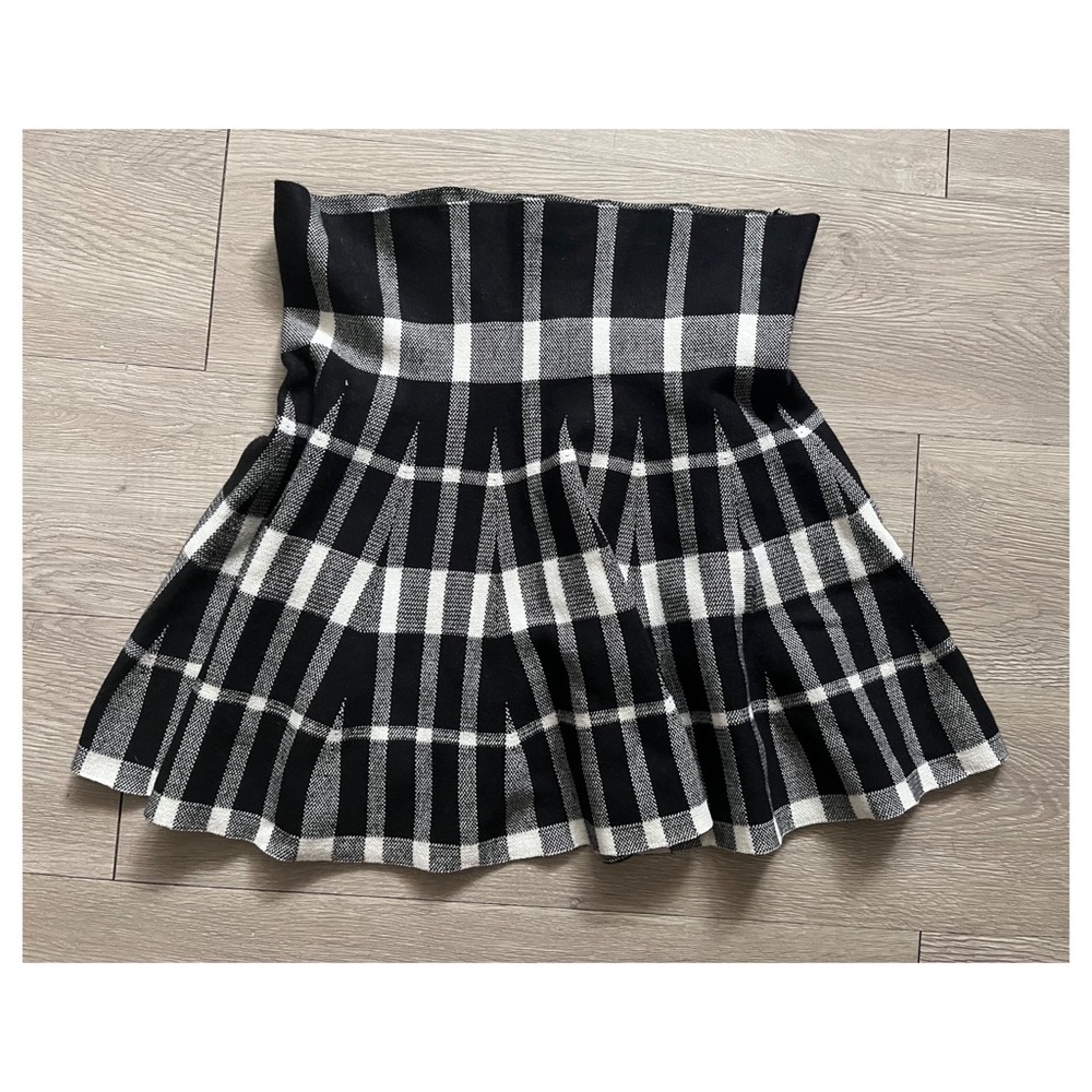 Love Tree Black and White Plaid Mini Skirt Size Large